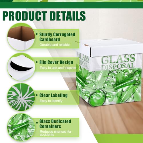 Image of Resurhang 6 Pcs Broken Glass Disposal Box 9 inch L x 9 inch W x 10 inch H Benchtop Model Laboratory Glass Disposal Cardboard Box Container Bins Trash Cans Cartons for Party Broken Bottle