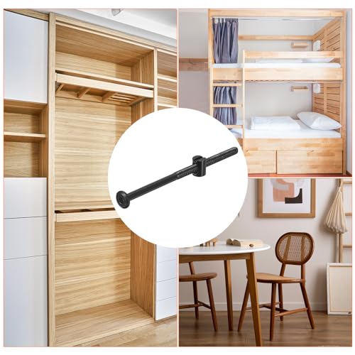 QUARKZMAN 4 Stück Sechskantschrauben Bolzen mit Fassmuttern, M6 x 110mm Sechskantmöbelbettbolzen mit Schraubenschlüssel für Stühle und Kinderbetten, Schwarz