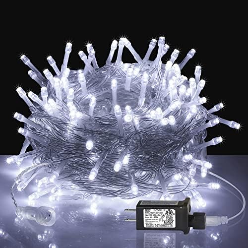 weillsnow 66FT 200 Led Christmas Lights, Connectable Plug in 8 Twinkle Modes Outdoor Indoor Lights for Christmas Tree Party Wedding Garden Decorations… (64FT, White)