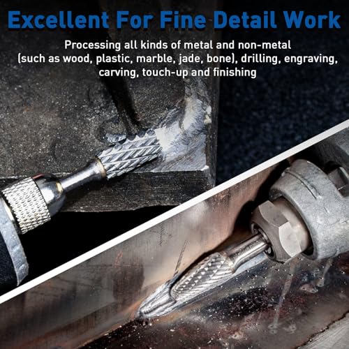 Image of shengbenhao Carbide Burr Set Compatible with Dremel Rotary Tool 10Pcs | Double Cut Carbide Rotary Burr Set with 1 /8 inch Shank for Grinding, Carving, Engraving, Cutting, Drilling, Steel Metal Working