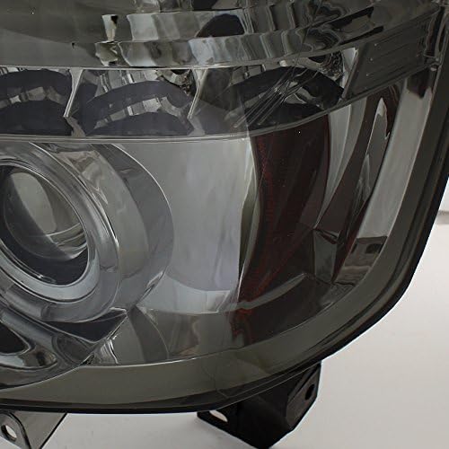 AKKON - For 14-15 Nissan Titan Smoked Lens Dual Ring Projector Headlights + C-Shape LED Light Tube Tail lights Set