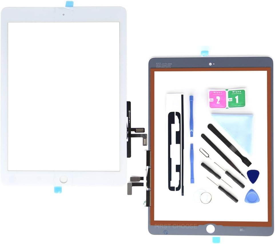 White Touch Screen Digitizer for iPad 9.7 (A1822, A1823)/Ipad 5 Ipad Air 1st Touch Screen Digitizer - Front Glass Replacement with Tool Repair Kits + Adhesive