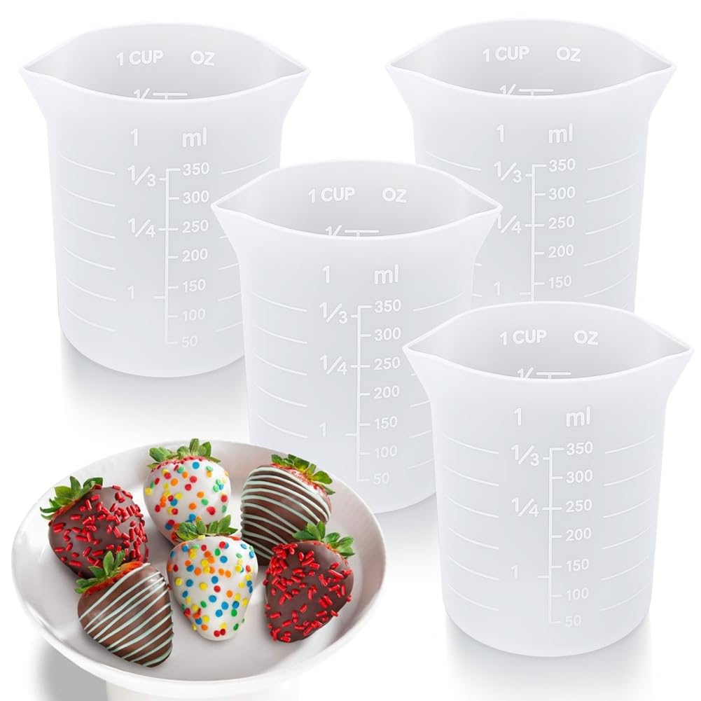 CTRLZS Reusable Baking Supplies Silicone Measuring Cups 4PCS with 350ml Capacity for Melting Chocolate