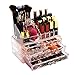 ZHIAI Jewelry and Cosmetic Boxes with Brush Holder - Pink Diamond Pattern Storage Display Cube Including 4 Drawers and 2 Pieces Set