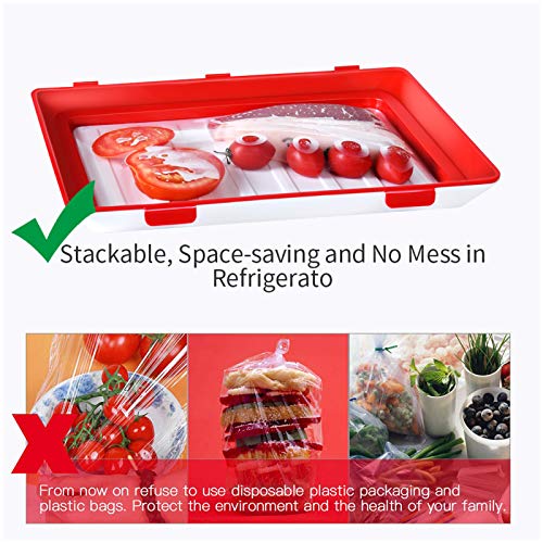 Food Tray Zero Waste Food Storage Containers Flat Reusable Freezer Food Preservation Tray Space Food Savers, Keeper Freezer Meal Trays Fresh, Meat,cheese,cold Cut(2 Pcs Trays And 16 Pcs Food Label) - Thumbnail 6