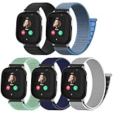 chinbersky 5 Stück Nylon Loop Armband kompatibel mit Xplora X6 Play/Anio 6 Armband, Kids Smartwatch Klettverschluss Mädchen Jungen Verstellbare Geflochtenes Stoff Band für Xplora X6/X6Pro/Anio 6