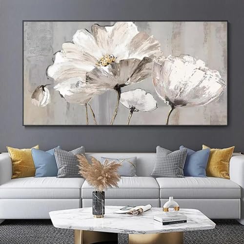 Peinture à l'huile florale minimaliste 60x120 cm sans cadre pour grand format mural