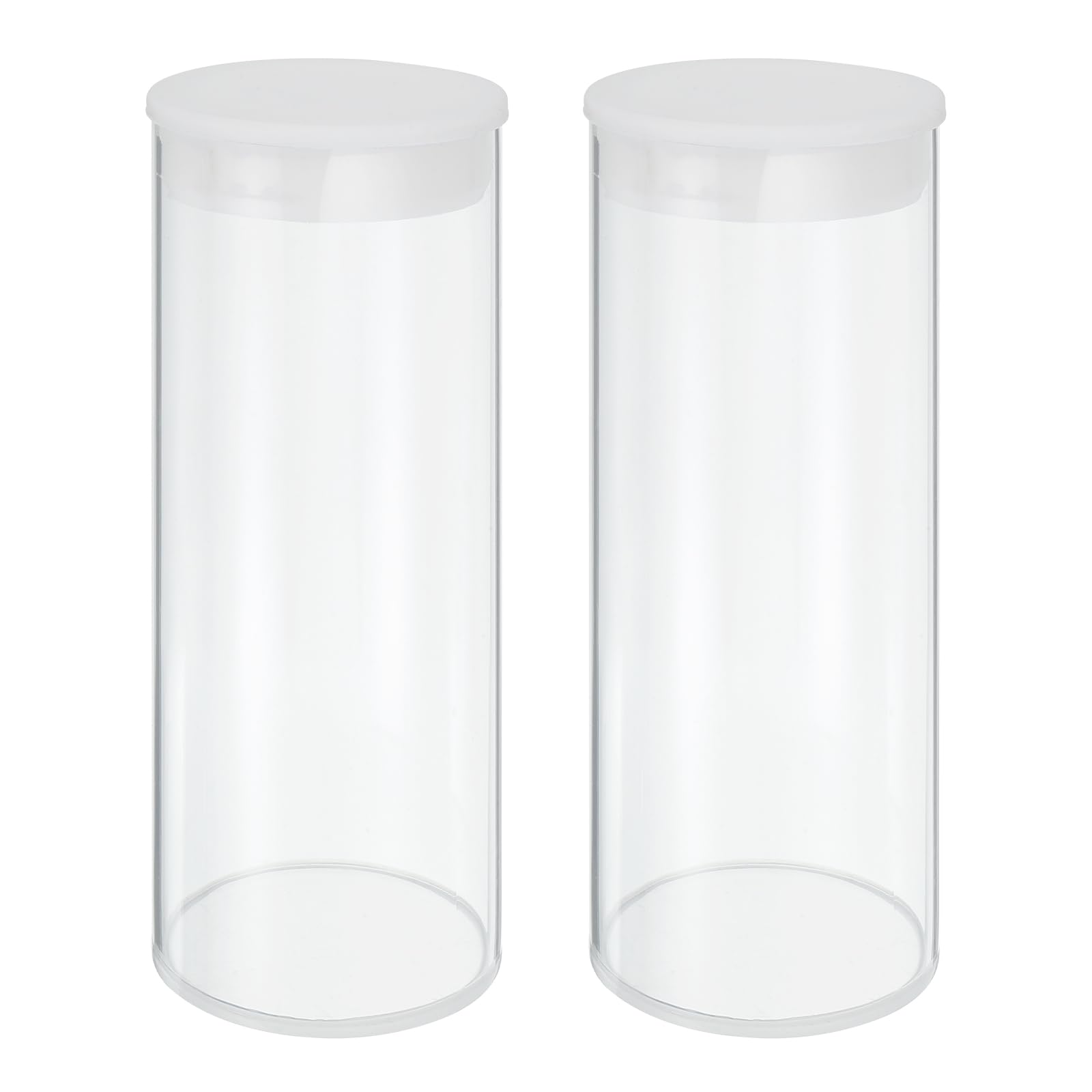 MECCANIXITY Transparent Plastic Storage Tubes, 2 1/2" x 6"(63x150mm) Polycarbonate Clear Rigid Round Storage Tubing with Black Lid, 2 Set