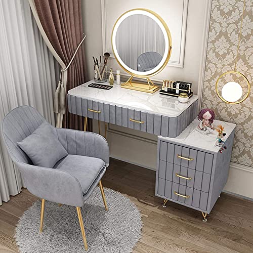 Juego de tocador de princesa rosa con taburete