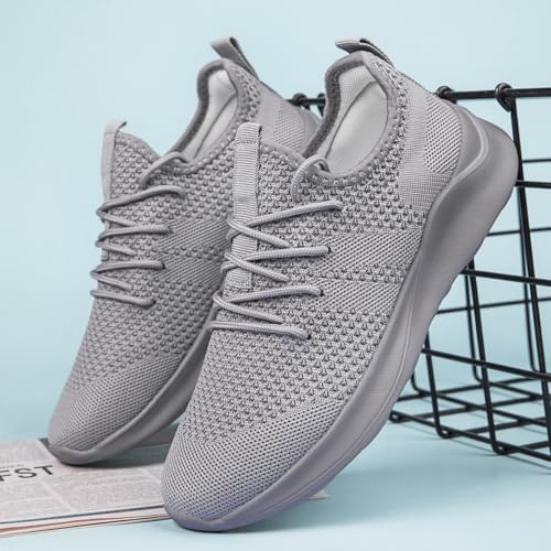 Image of Womens Walking Shoes Lightweight Comfortable Fashion Gym Running Sneakers Non Slip Breathable Workout Tennis Shoes Light Gray 7.5