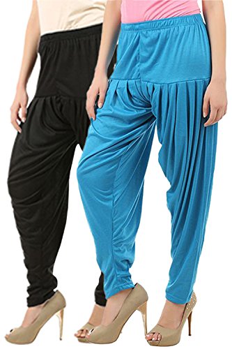 Image of Buy That Trendz Womens Patiala Pants Combo Pack of 2 Viscose Dhoti Patiyala Salwar Harem Bottoms Pants