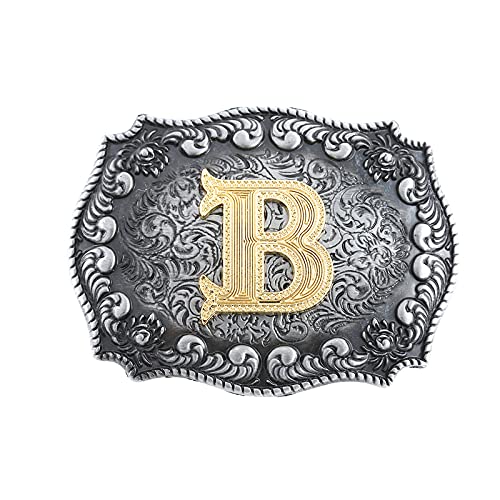 Image of HUABOLA CALYN Belt Buckle Men, Western Cowboy Rodeo Small Alphabet Letter ABCDMRJ to Z Initial Belt Buckles for Women