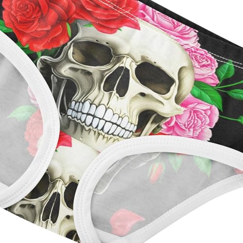 Cotton Toddler Underwear Floral Human Skulls Pink Roses Leaves Cute Panties Girl Artistic Briefs Girls Undies 2t4