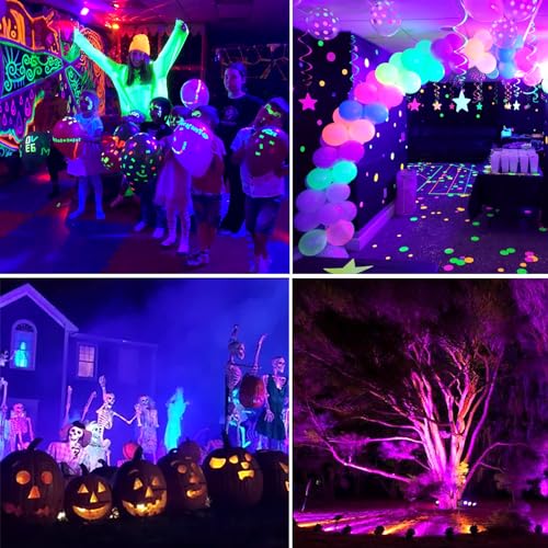 BOSITE 2er Schwarzlicht Strahler,UV Schwarzlichtlampe,LED Gartenstrahler UV mit 1.5M Kabel IP66 Wasserdicht Schwarzlicht Außen,UV Lampe für Glow Party,Halloween,Leuchtreklame,Landschaftliche,Bühne