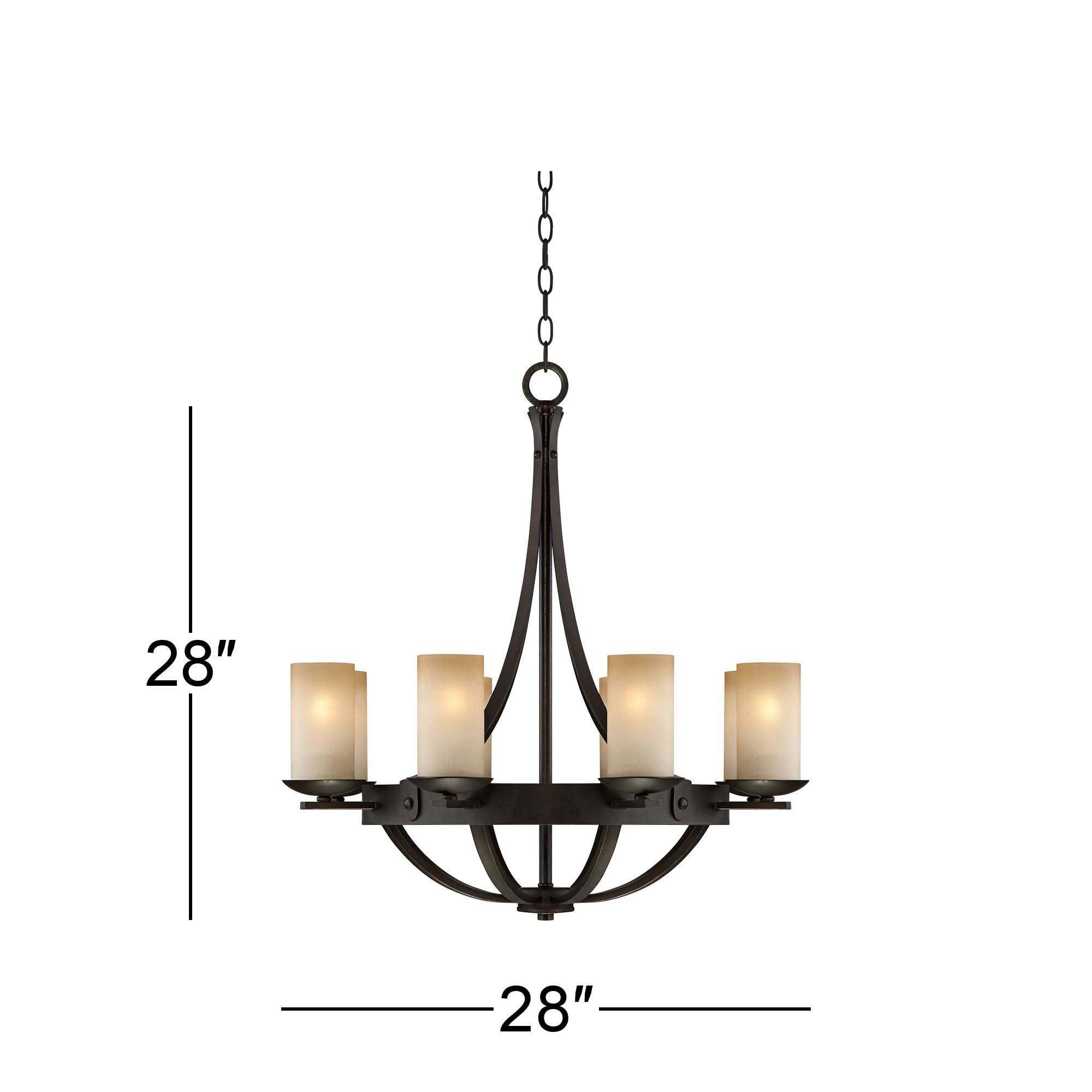 Franklin Iron Works Sperry Industrial Bronze Chandelier 28