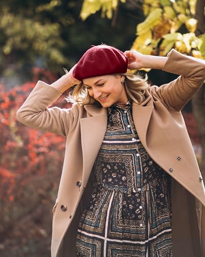 Image of Parquet Solid Color French Beret Hat. Classic French, Casual and Chic Lightweight Cap for Women