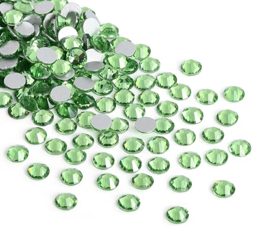 Image of Crystal Flatback Rhinestones Gems for Crafts 1.8mm SS5, Light Green | Glue Fix, 2880pcs Glass Rhinestones for Bedazzling, Clothes, Tumblers, Nail Art, Shoes, Bags, Caps & Accessories Decoration