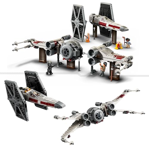 Image of LEGO Star Wars 75393 TIE Fighter and X-Wing Combinable Construction Game with 2 Spaceships, 4 Minifigures & Droid Figurine - Original Gift for Boys from 9 Years and Fans