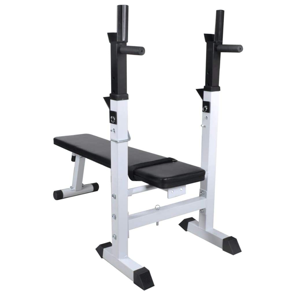 Festnight- Hantelbank mit Ablage, Langhantel und Kurzhantel-Set 60,5 kg | Stahl Fitnessbank | Trainingsbank Max. Belastung 100 kg