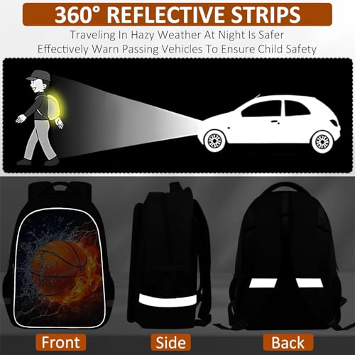 School Backpack for Boys - 4pcs American Football Boys Backpack with Lunch Box Set for Kids Children Teens Elementary Middle School - 17″ Sport Bookbag Travel Back Pack for Age 6-18 - Image 3