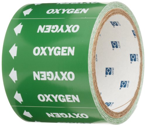 Brady 98844 Medical Gas Pipe Markers-On-A-Roll, White On Green , Legend "Oxygen" Brady 98844 Medical Gas Pipe Markers-On-A-Roll, White On Green , Legend "Oxygen"
