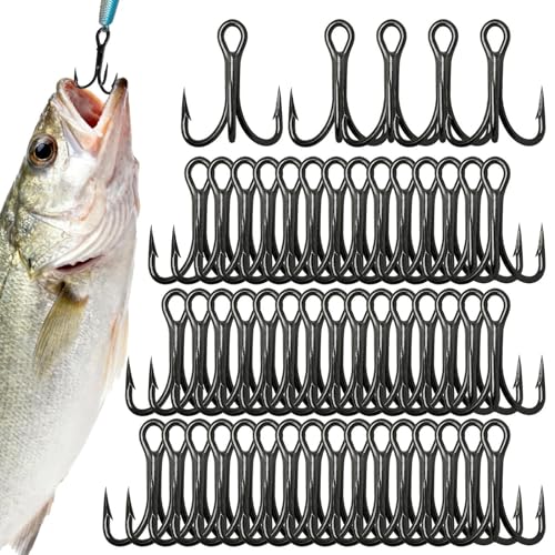 Drillinghaken - Robuste Edelstahl Jig Angelzubehör - 50 Stück Angelhaken - Für Süßwasser Und Salzwasser Barsch Wels Forelle Alligator Fluss Wandern Outdoor