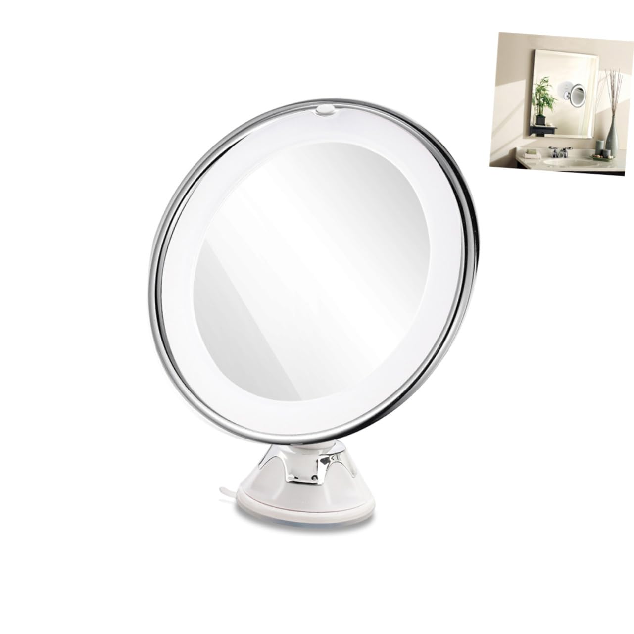 COLLBATH Espejo Cosmético LED Aumento Luz Espejo de Tocador con Ventosa para Baño Portátil para Maquillaje y Cuidado Personal