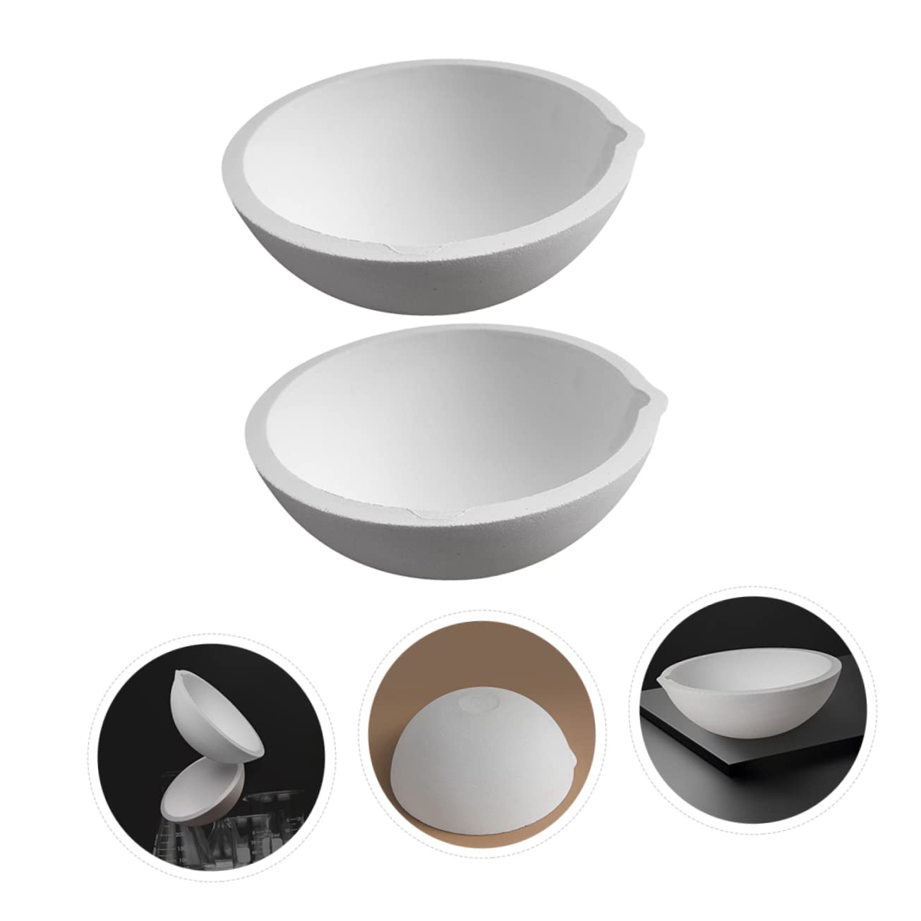 FUNOMOCYA 2pcs Evaporating Dish Evaporation Laboratory Evaporating Container Porcelain Evaporating Basin Evaporating Petri Dishes Round Evaporating Container Gld White