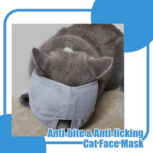 MIRKUZI Katzenbekleidung 1 Stück Katzenmaulkorb mit atmungsaktivem Netzgewebe, Maulkorb für Katzen, verhindert Kauen, Katzenpflege (Größe S)