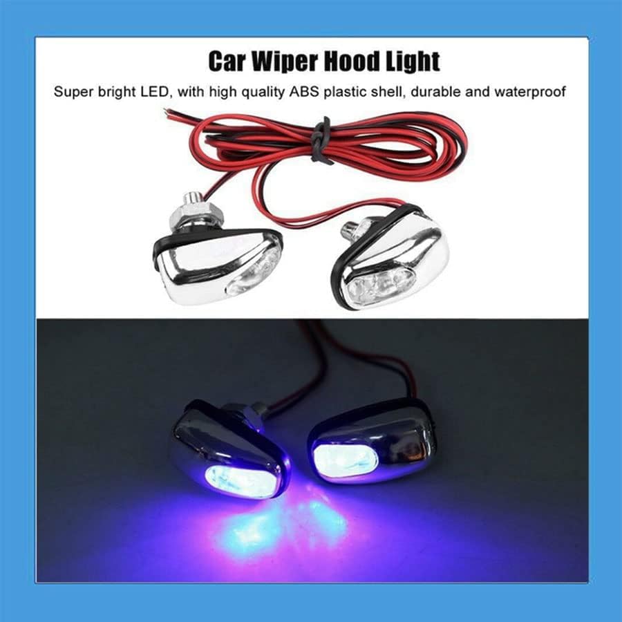 1 Pair Universal White LED Light Windshield Washer Wiper Jet Water Spray Nozzle