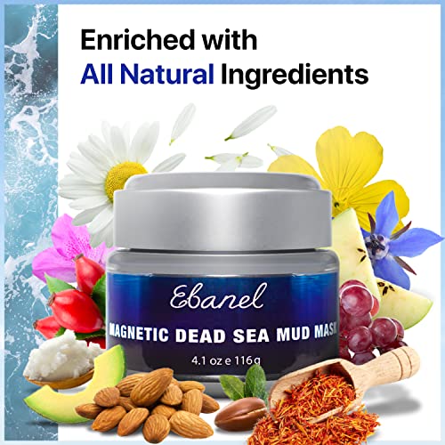 Ebanel Magnetic Dead Sea Mud Mask For Face And Body, 4.1 Oz Deep Pore Cleansing Moisturizing Bentonite Clay Detox Face Mask For Acne, Blackheads With Retinol, Rosehip, Avocado Oil, Argan Oil, Peptide #TOP5