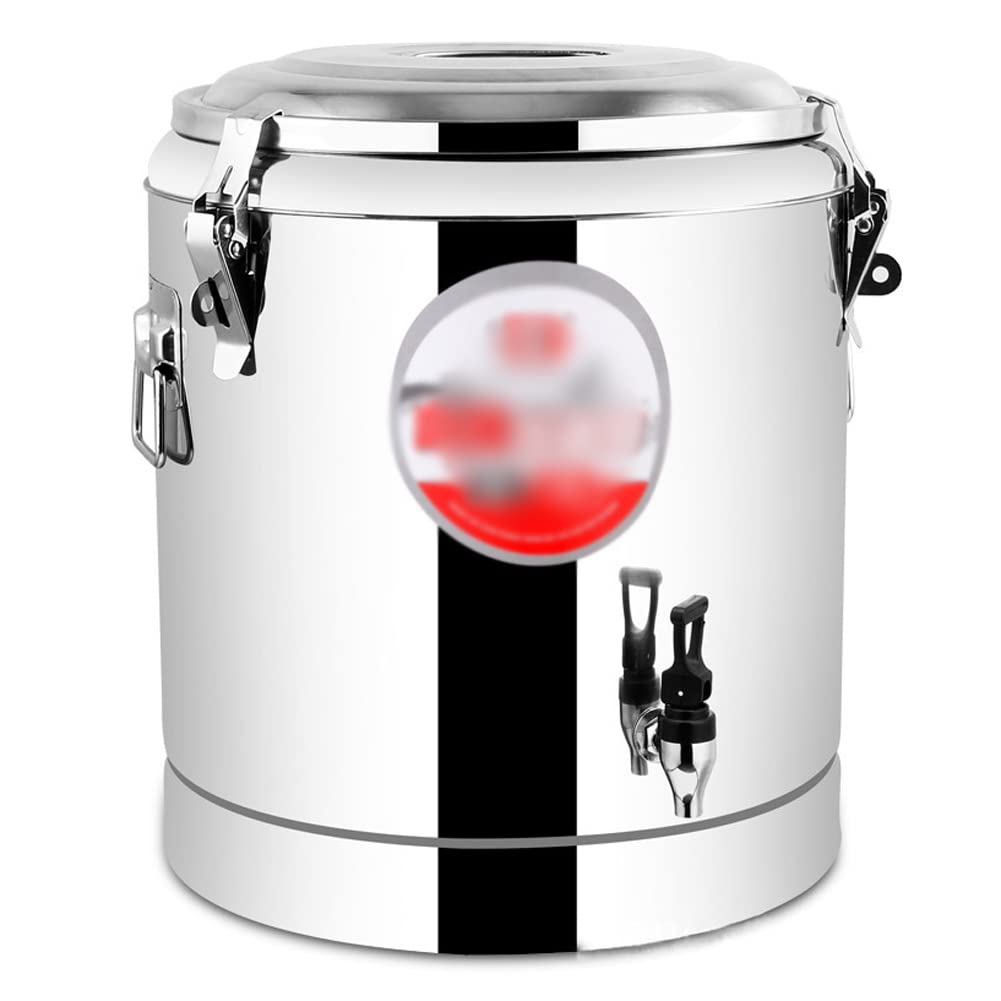 Insulation Bucket with Faucet, Double-Layer Stainless Steel Commercial Beverage Dispenser, Coffee Urn Insulation Container for Parties Cafeterias Hotels/304/50L