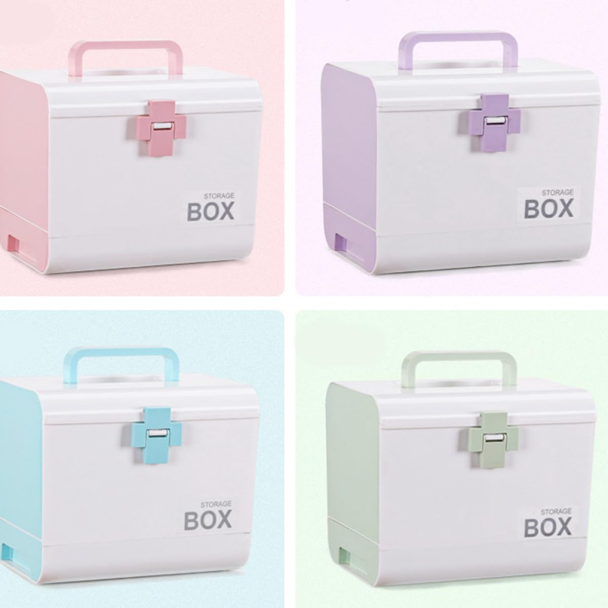 Caja de Medicinas Portátil para Hogar Tiendas y Exteriores Organizador de Estuche de Almacenamiento para Medicamentos Morado para Familia de Medicamentos