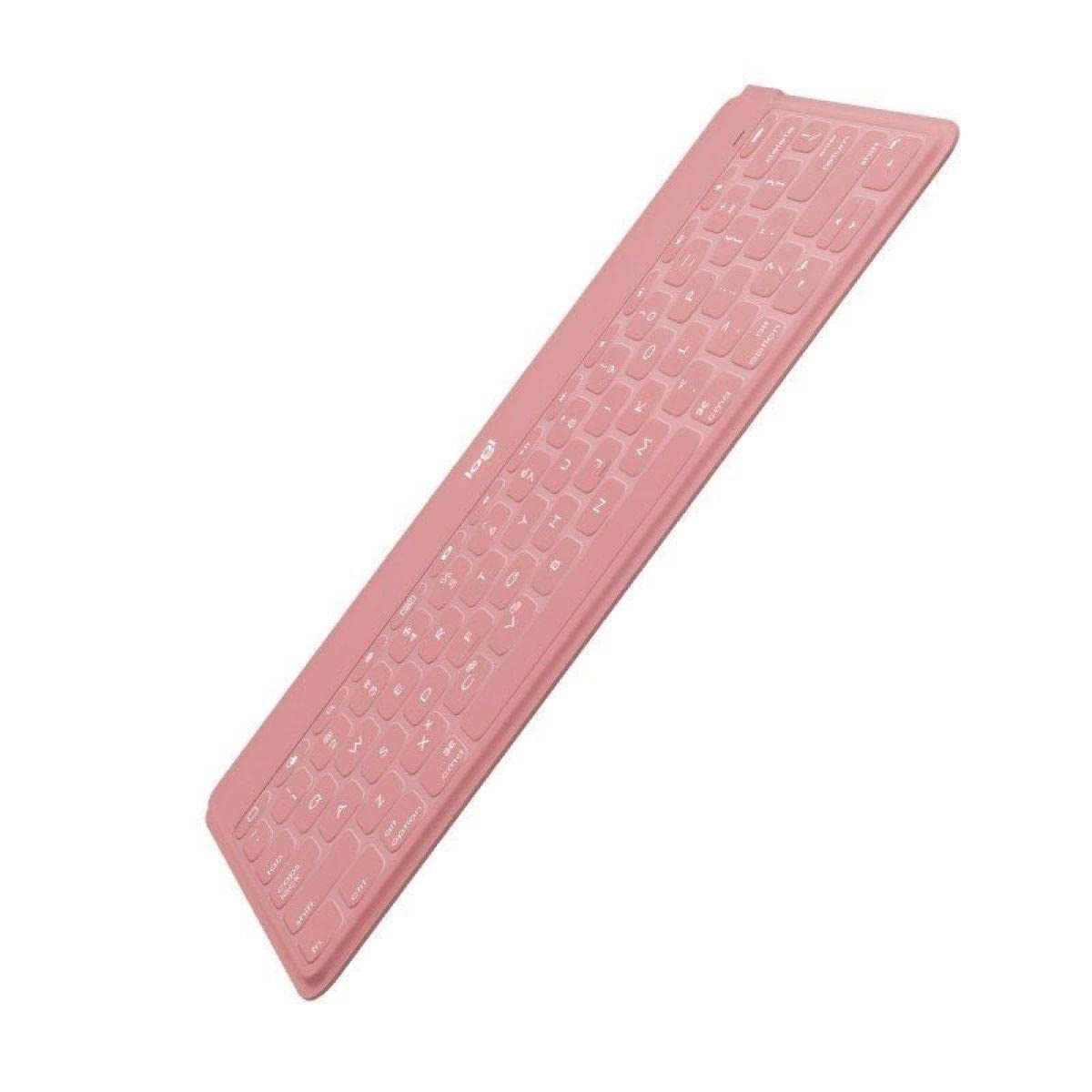 Logitech Keys-To-Go Wireless Bluetooth Keyboard for iPhone, iPad, Apple TV, Lightweight, Portable, QWERTY Spanish Layout, Pink