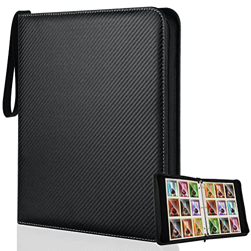 Pulchra Sammelalbum für PTCG Karten,PU-Leder Karten Folien Trading Cards mit Reißverschluss für TCG (Schwarz, 9 Steckplätze) Cover