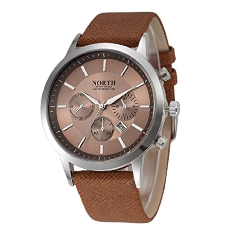 Preisvergleich Produktbild Kolylong Herren Sport Uhr Leder Band Armbanduhr Gold