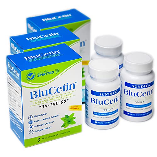 BluCetin Liver Health and Immune Support Formula 90 Day Health Pack Using DHM, Milk Thistle, Electrolytes, Antioxidants, and Nutrients