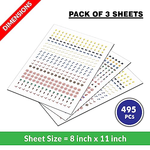Image of CLICKEDIN Switch ID Sticker Transparent Vinyl Multicolor Labels 3-A4 Sheet for Electric Board Appliances Including 27 Designs in Total 495 Stickers for Switches