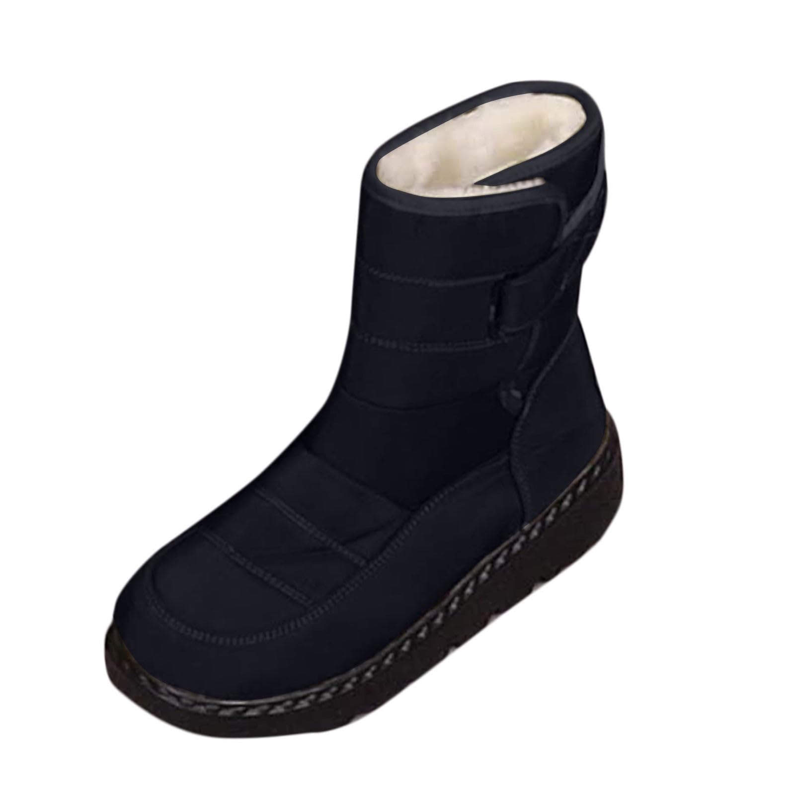 Women Solid Color Thickened Velvet Mid Calf Snow Boots Winter Casual Comfortable for Outdoor Leisure