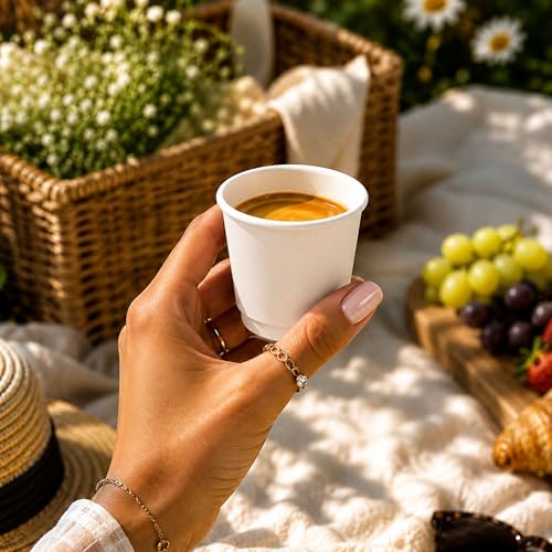 Image of Restaurantware 4 Ounce Paper Cups, Pack of 25 Double Wall Disposable - Leakproof, Recyclable, White Paper Insulated Hot Beverage Cups, with Matching Lids Available for Purchase Separately
