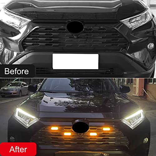 Image of HIGH FLYING for Toyota RAV4 2019-2025 Car Accessories Front Center Grille Insert LED Lights ABS 4pcs Smoked Lense (Not Suitable For Prime & Adventure)