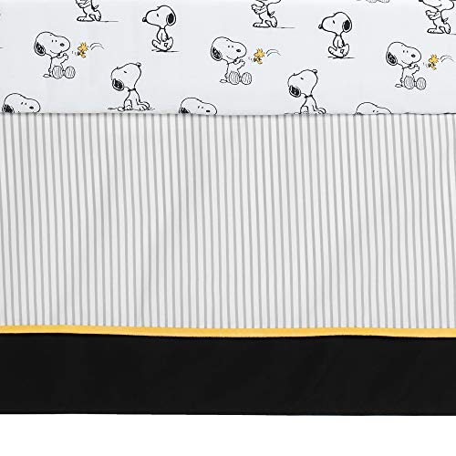 Lambs & Ivy Classic Snoopy White/Black/Gray 3-Piece Baby Crib Bedding Set #TOP6