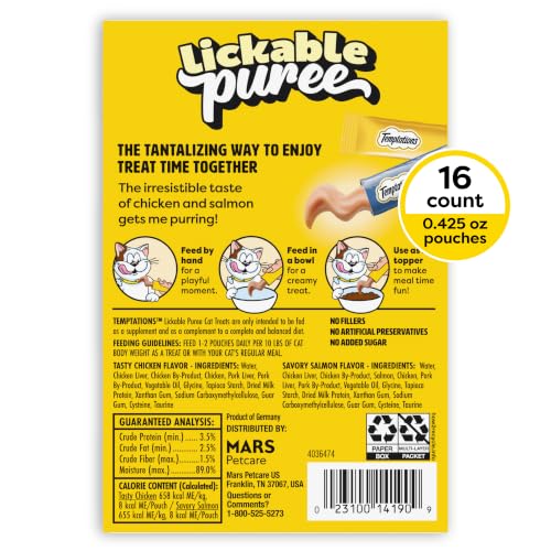 Temptations Creamy Puree Lickable Cat Treats, Chicken & Salmon, 16 Count - image 9
