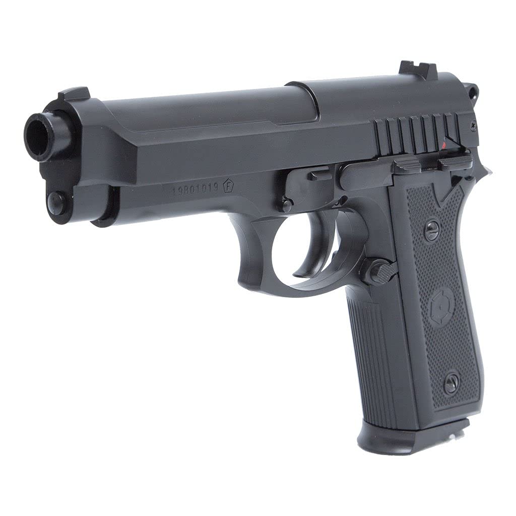2EAGLE Pack de Pistola de Airsoft PT92 con Muelle/Material: plástico de Alta Resistencia y Culata metálica/Potencia 0,5 Joule/entregado con Accesorios