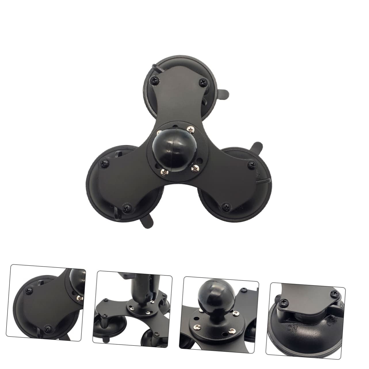 NUOBESTY Accesorios de Cabezal Esférico Soporte de Ventosa Triple para Parabrisas Compatible Soporte para Ventana y Montaje de Succión Ajustable
