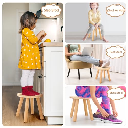 Wooden-Step-Stools-for-Kids-10-Inch-Solid-Kids-Chairs-Perfect-Matched-Sensory-Table-Multi-Purpose-Children-Sitting-Stool-for-Playroom-Bathroom-Natural-2-Pack Wooden Step Stools for Kids 10 Inch Solid Kids Chairs Perfect Matched Sensory Table Multi Purpose Children Sitting Stool for Playroom Bathroom Natural 2 Pack