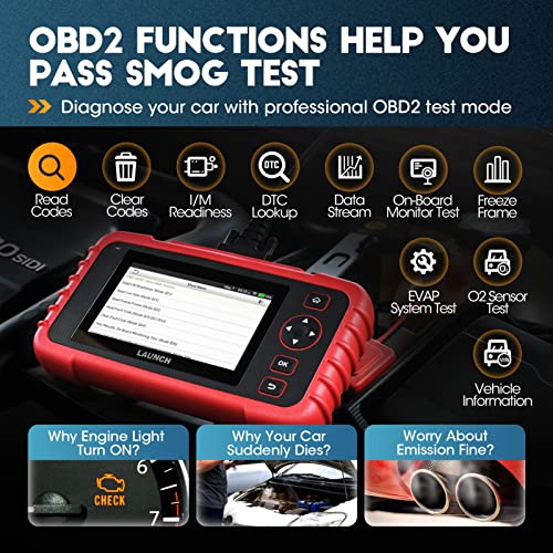 Launch Obd2 Scanner Crp123X Car Scanner, 2023 Lifetime Free Update Diagnostic Scan Tool With 3 Reset Sas/Throttle/Oil Reset, Abs Srs Transmission Car Check Engine Code Reader,Auto Vin,Battery Test #TOP5