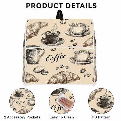 Image of Kitchen Dust Cover Compatible with 4.5 5 6 8 quart Stand Mixer, Kitchen Appliance Protective Covers with Top Handle and Pocket (Afternoon Tea, For 4.5 qt and All 5 qt Mixer)