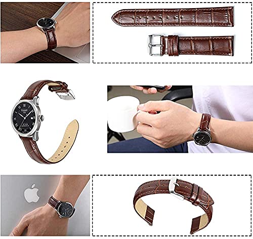 Image of Lineon 22mm Half Padded Leather Mens Watch Strap For Branded Watches Compitable with Titan, Timex, Casio, Sonata, Tool and Pins Include