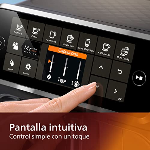 Philips Serie 4300 Cafetera Superautomática - Sistema de Leche LatteGo, 8 Variedades de Café, Pantalla Intuitiva, Negro… - Imagen 5